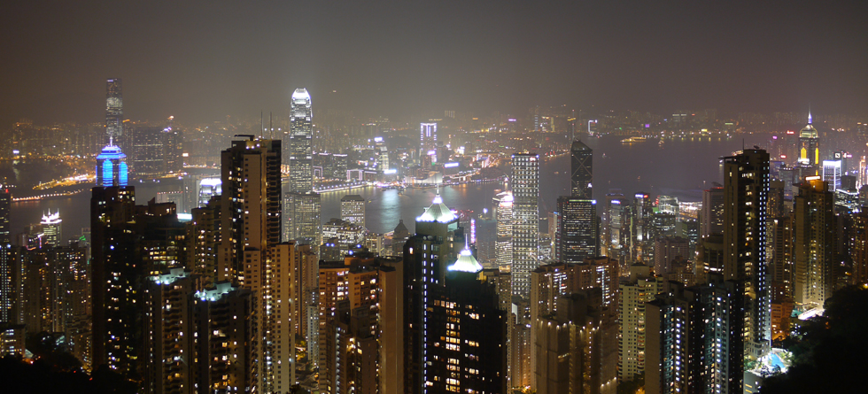 Вид на ночной Гонконг